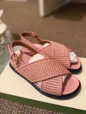 Marni Pink Woven Cross-Strap Slingback Sandals
